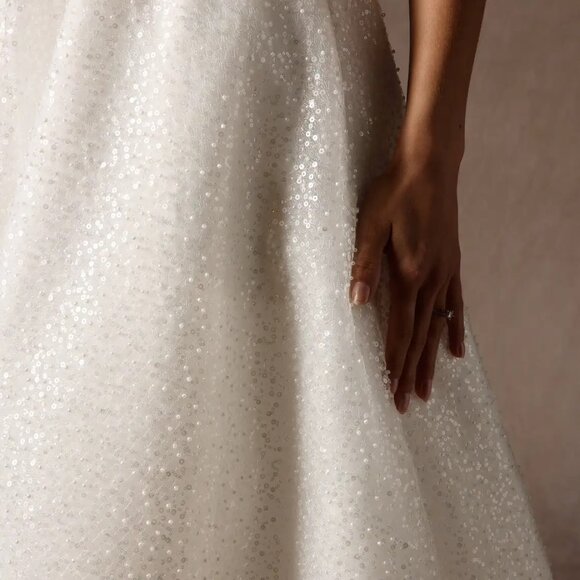 Azazie Diamond White A-Line Strapless Beading Dress - Picture 5 of 10